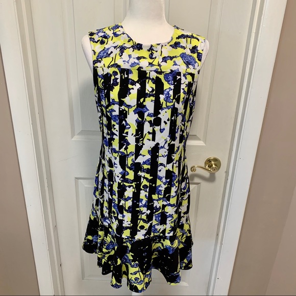 Peter Pilotto Striped Floral Sheath Dress W/Ruffle - Picture 6 of 11